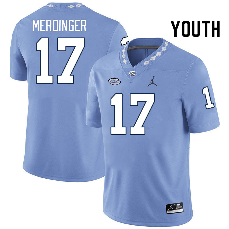 Youth #17 Michael Merdinger North Carolina Tar Heels College Football Jerseys Stitched-Carolina Blue